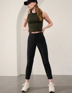 Neu mit Etikett Athleta Brooklyn Knöchelhose Glanzstreifen schwarz # Größe 10 Petite - Bild 1 von 5
