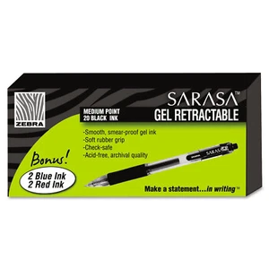 Zebra Sarasa Retractable Gel Pen Black Ink Medium 24/Pack 14680 - Picture 1 of 4