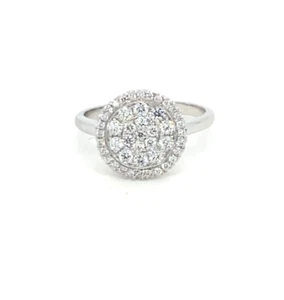 Genuine Natural diamond 14k White Gold pave Statement Engagement Ring - Picture 1 of 4
