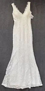 NUEVO CON ETIQUETAS $170 VESTIDO DE NOVIA DAVID'S BRIDAL Marfil Encaje Sin Mangas - Talla 0 - Imagen 1 de 13