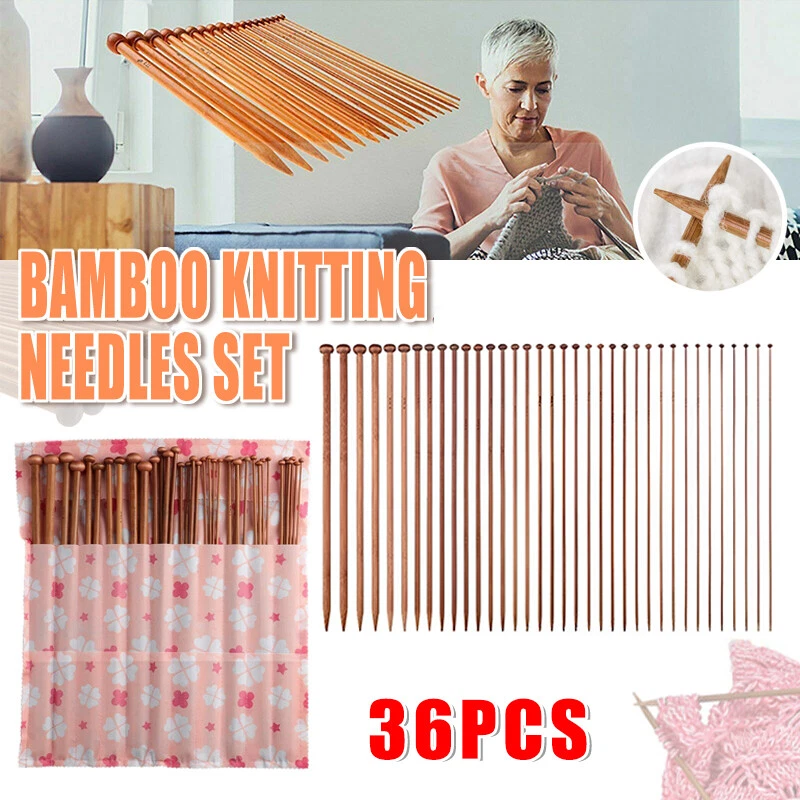 Bamboo Knitting Needles Set in Knitting Needle Case18Size 36pcs 35cm For Crochet - image 1 of 4