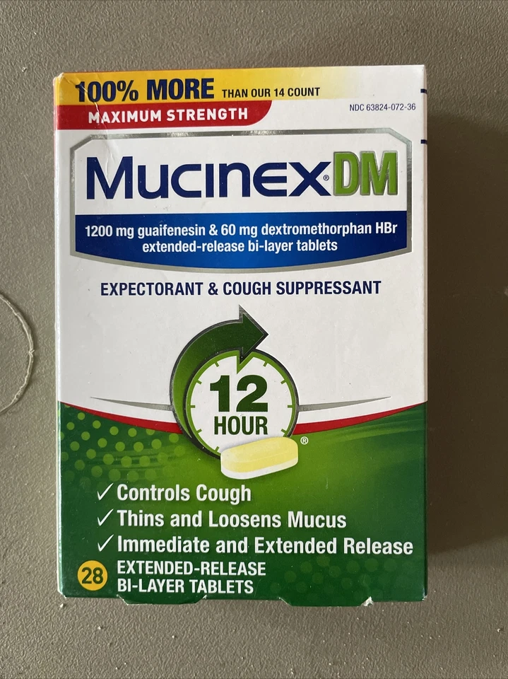 Mucinex DM Max Fuerza Expectorante y Supresor para la Tos 28 Ct - caducidad 4/26 o mejor Foto 1 de 1