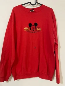Disney Mickey Maus Rot Sweatshirt HERREN Gebraucht Größe M Hergestellt IN USA - Bild 1 von 1