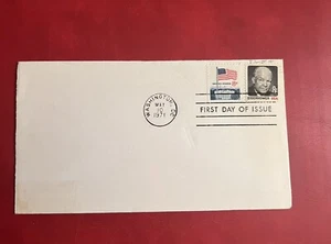 May 10 1971 FIRST DAY COVER 8 Cents FLAG OVER WHITE HOUSE & EISENHOWER No Cachet - Picture 1 of 5