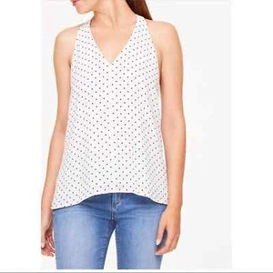 LOFT White & Black Polka Dot Dramatic T-Back Sz Lg - Picture 1 of 11