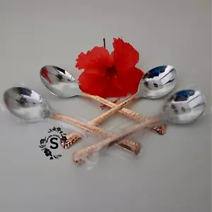 Copper Stainless Steel Dessert Spoons, Spoons Silverware Kitchen or Restaurants - Picture 1 of 7