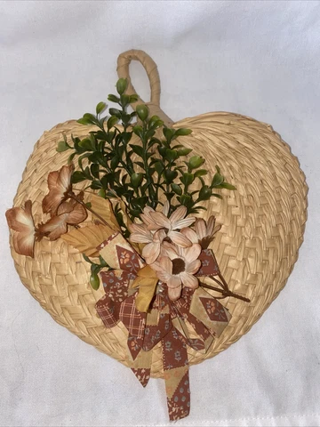 Vintage Palm Leaf  Woven Wicker Fan Wall hanging Art Decor Floral Boho Cover