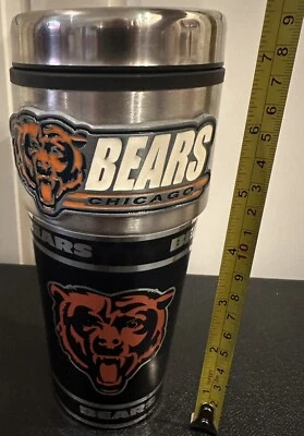 NFL Chicago Bears 16 OZ Vaso metálico de acero inoxidable con emblema de metal Foto 1 de 4