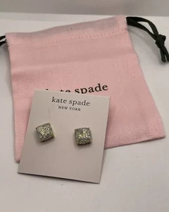 Kate Spade NY ~ Gold-Plated Square Stud Earrings ~ Opal Iridescent Glitter ~ NWT - Picture 1 of 3