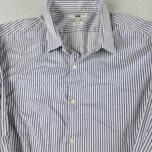 CAMISA UNIQLO HOMBRE ABOTONADA GRANDE AZUL BLANCO RAYAS ALGODÓN/SPANDEX ELÁSTICA - Imagen 1 de 7