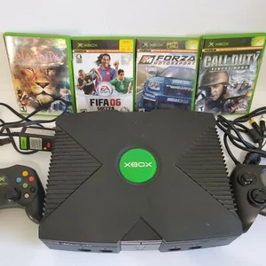 Xbox Genuine Microsoft Original Black Console Video Game System Bundle Lot of 4 - Picture 1 of 7