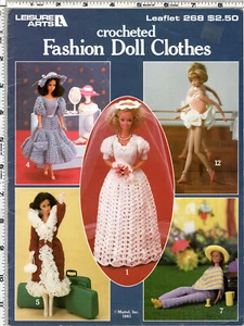 Crocheted Fashion Doll Clothes ©1983 Leisure Arts Craft Leaflet # 268 10 Project - Picture 1 of 2