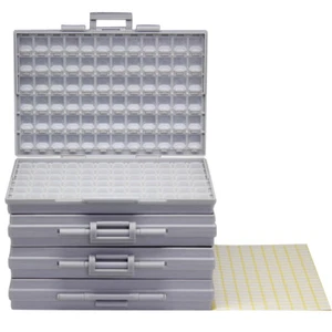 4 Stück BOXALL Gehäuse 144 Platz mit Deckel Etiketten SMD SMT Widerstand Organizer - Bild 1 von 11