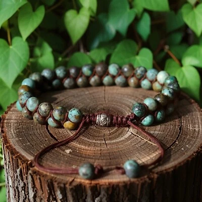 Genuine African Turquoise Beaded Handmade Healing Reiki Chakra Boho Bracelet New - Image 1 of 4