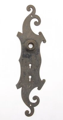 Art Nouveau 13,75 pulgadas Placa trasera de puerta de doble ojo de cerradura de hierro fundido Foto 1 de 4