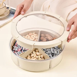 Fruit Tray with Lid Round Divided Serving Snack Storage Tray dutiful - Picture 1 of 8