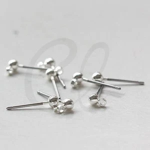 10 Pieces Premium Silver Plated Earring Posts with 3mm Ball Size (333C-I-19J) - Picture 1 of 3