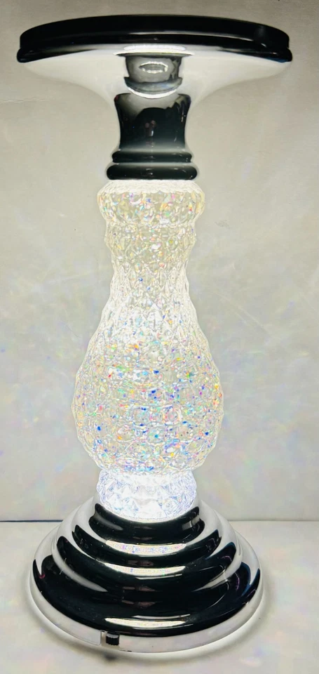 *NEW* SILVER SWIRLING GLITTER PEDESTAL 3 Wick Candle Holder  ~ Bath & Body Works - Image 1 of 1