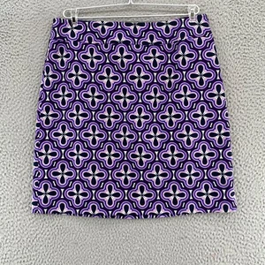 Ann Taylor Skirt Womens 10 Petite Purple Geometric Pencil Straight Mini Casual - Picture 1 of 11