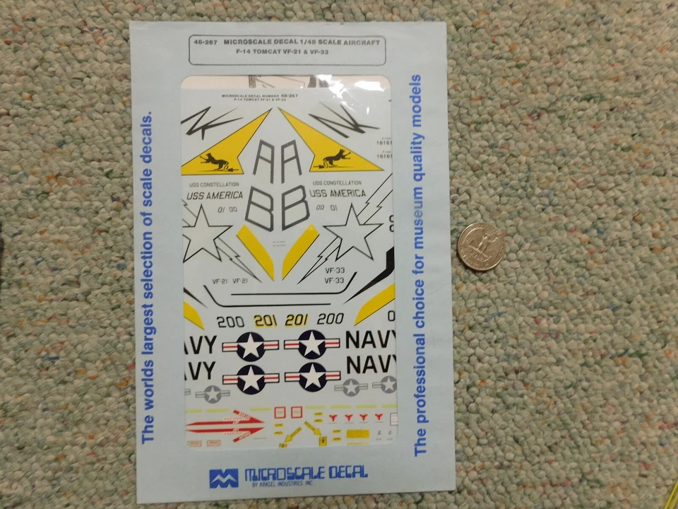 Microscale decals 1/48 48-267 F-14 Tomcat VF-21 VF-33 G96 - Image 1 of 1