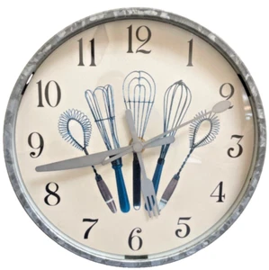 VINTAGE, sehr seltene Küchenuhr, Schneebesen-Gesicht, GABEL-LÖFFEL-MESSER Hände, FUNKTIONIERT ⏱️ - Bild 1 von 10