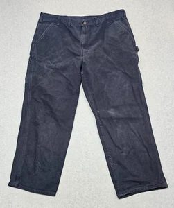 Carhartt B11-MDT Mens 44x30 Blue Canvas Dungaree Fit Carpenter Work Pants Baggy - Picture 1 of 15