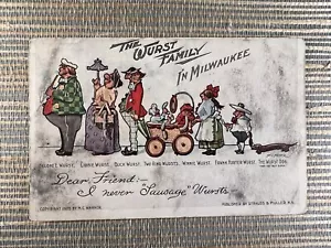 Die Wurstfamilie in Milwaukee Wisconsin WI 1905 Postkarte H C Meyer Wurst - Bild 1 von 2