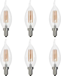 LED Filament CA11 Flame Chandelier Light 5.5W, 60W, 600LM, E12, 3000K, 6 Count - Picture 1 of 2