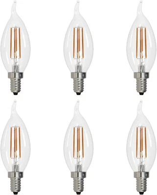 LED Filament CA11 Flame Chandelier Light 5.5W, 60W, 600LM, E12, 3000K, 6 Count - Image 1 of 2