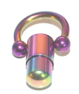 8g - 316L Chirurgenstahl Regenbogen Vibrierender Öffentlicher Hodensack Ring 2 Batterien CREME - Bild 1 von 6