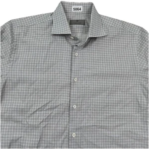 Camisa Canali Cuello Extendido Hombres 41 16 Azul Marrón Vestido de Algodón a Cuadros Hecho en Italia - Imagen 1 de 11