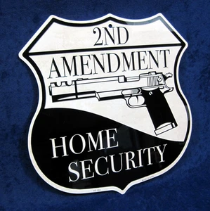2ND AMENDMENT HOME SECURITY - *US MADE* - Blechschild - Man Cave Garage Shop Bar - Bild 1 von 9