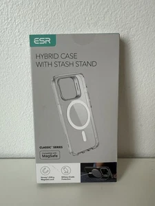 For iPhone 15 Pro ESR Classic Hybrid Magsafe Case With Stash Stand - Clear - Picture 1 of 9
