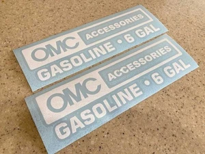 OMC Motors Vintage 6 Gal Gas Tank Decal 2-PAK FREE SHIP + Free Fish Decal! - Picture 1 of 1