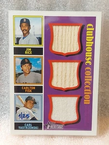 2025 Topps Heritage Clubhouse Collection Triple Relic Rice Fisk Yastrzemski /25 - Picture 1 of 6