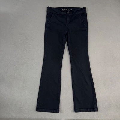 Pantalones American Eagle para mujer 8 largos azules bota elástica mezcla de algodón sarga Foto 1 de 4
