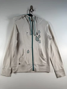Y2K Volcom Women Full Zip High Neck Fleece Sweatshirt Hoodie White Sz Medium - Picture 1 of 18