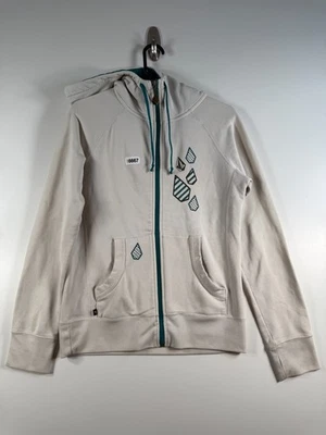 Y2K Volcom Women Full Zip High Neck Fleece Sweatshirt Hoodie White Sz Medium - Image 1 of 4