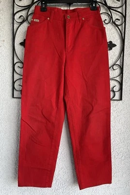 Vintage Escada Straight Leg, High Waisted Jeans - Size 38/ US 8 - Red - Image 1 of 4