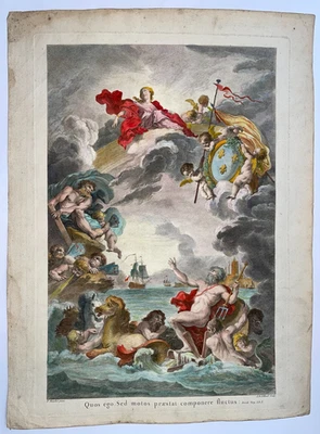 PÁGINA DE TÍTULO 1775 NEPTUNO ORIENTAL FRONTISPICIO ANTIGUO GRANDE por BOUCHER Foto 1 de 4