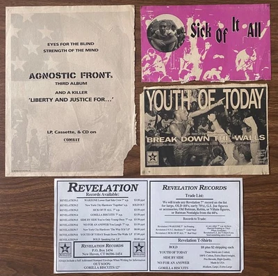 Agnostic Front Sick of it All Youth of Today 80s magazine cut outs NYHC hardcore - Image 1 of 2