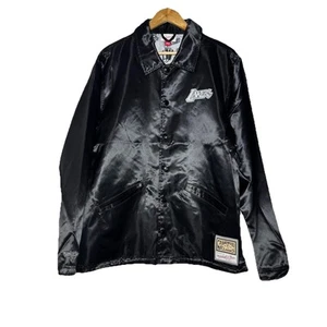 NWOT MITCHELL & NESS LOS ANGELES LAKERS Men’s Snap Black Jacket Size Large - Picture 1 of 13