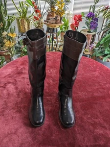 Botas altas a la rodilla Aerosoles Waterride negras de cuero sintético, talla 8,5M - Imagen 1 de 8
