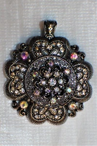 Treasures, LTD Magnetic Flower Pendant Silver AB Crystal - Picture 1 of 2
