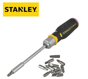 Stanley Ratchet Handle Screwdriver 1/4" Bit Holder + Ph/Pz/Slot/Torx Bits 062690 - Picture 1 of 4