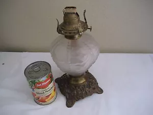 Antique Beaded Crinkle Glass Kerosene Oil lamp - Picture 1 of 4