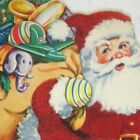 Santa Claus Bag Christmas Card 1949 Used Die Cut Flocked Fine Boy Hh Knocker
