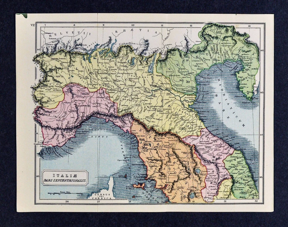 1908 Classical Map - Ancient Italia - North Italy Venice Etruria Umbria Liguria - Image 1 of 1