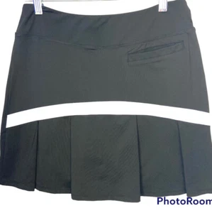 Honour Sport Skort Skirt Black w White Stripe Flirty Pleats Tennis Golf Medium - Picture 1 of 9