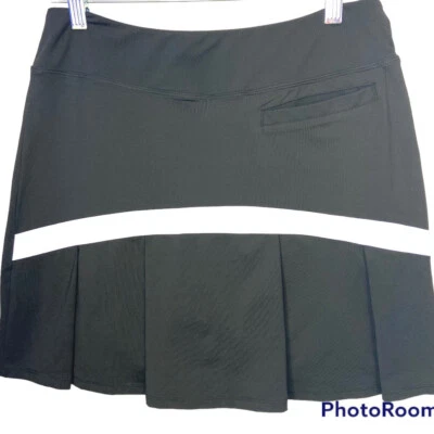 Honour Sport Skort Skirt Black w White Stripe Flirty Pleats Tennis Golf Medium - Image 1 of 4
